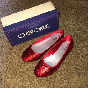 Red sparkly flats
